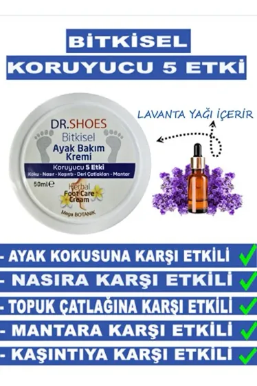 Bitkisel Ayak Bakım Kremi - Ayak Koku Karşıtı Krem 50 Ml. Koruyucu 5 Etki