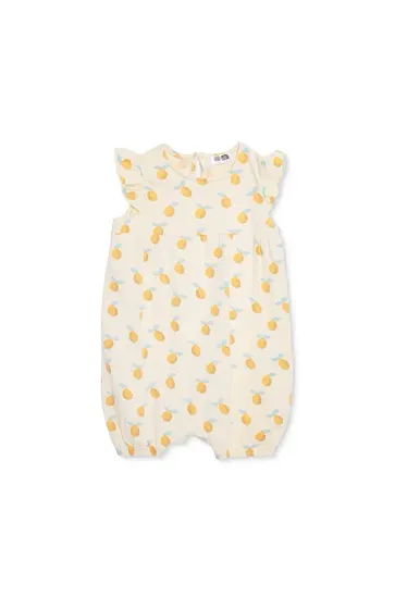 HelloBaby Kız Bebek Kısa Tulum Meyve Baskılı Çıtçıtlı Bisiklet Yaka Short Sleeve Lastikli